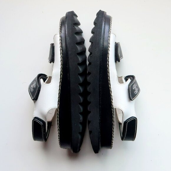 Chanel Leather Velcro CC Logo Platform Dad Sandals 90's Y2K Minimalist Designer - Picture 7 of 16